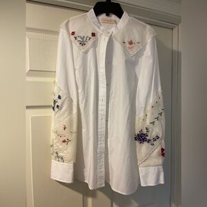 BRAND NEW TORY BURCH Handkerchief Appliqué Button Down - Size 10